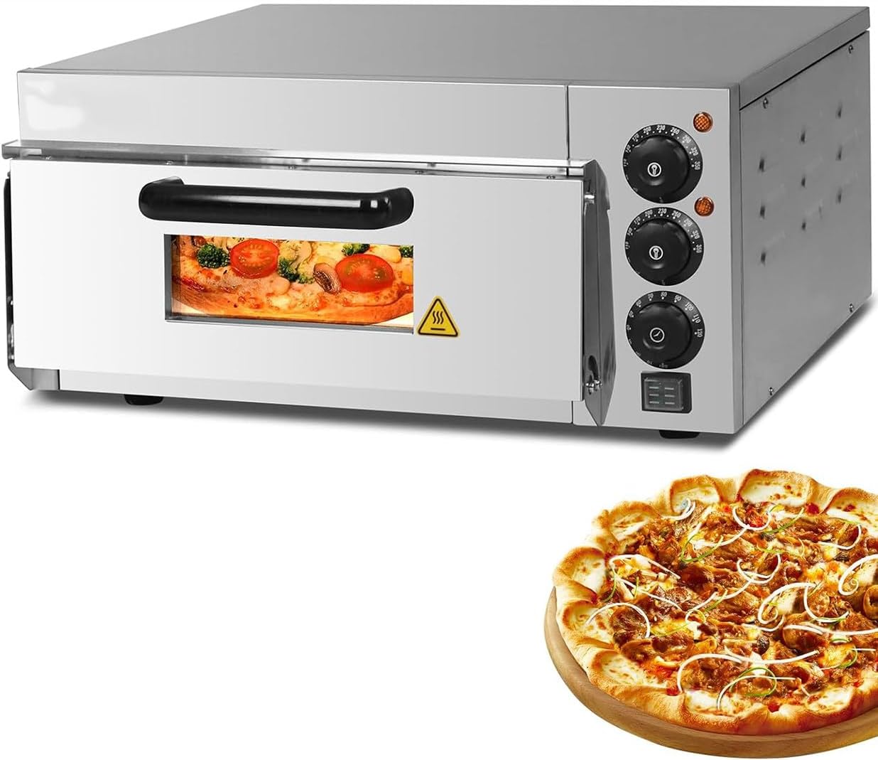 Electric Pizza Oven, Single/Double Deck Commercial Pizza Drawer Toaster Oven Countertop, Stainless Steel Outdoor BBQ Pizza Oven for Home Restaurant,Doublelayer