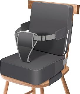 laapee 2-in-1 Booster Seat for Kitchen Chair with Backrest, Adjustable Straps - Non-Slip Waterproof Toddler Dining Booster