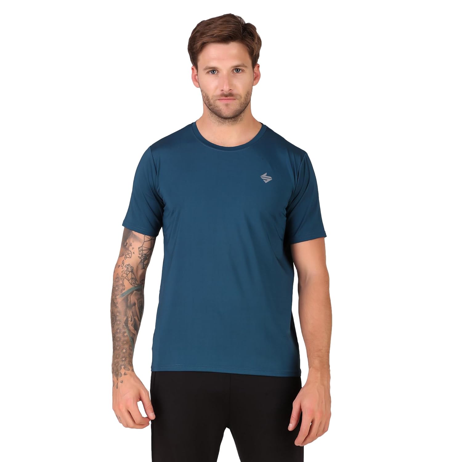 John Ally Premium Men’s Stretchable Gym Sports Half Sleeve T-Shirt Flexible, Moisture-Wicking, and Stylish with Round Neck Design