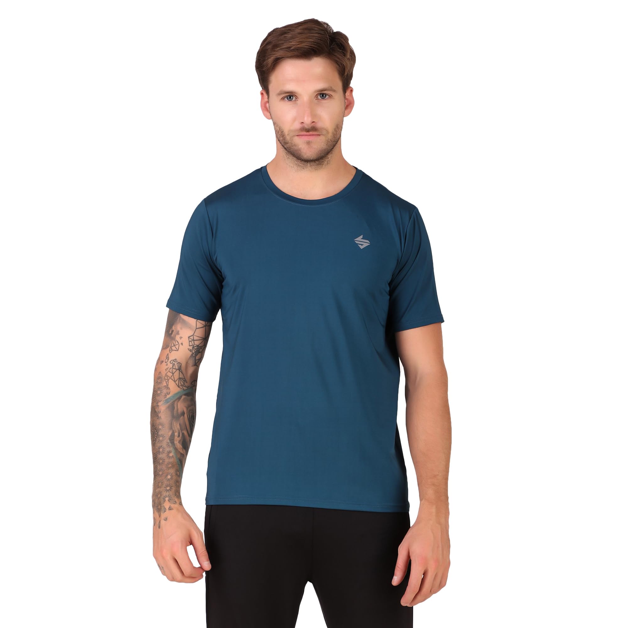 John Ally Premium Men's Stretchable Gym Sports Half Sleeve T-Shirt Flexible, Moisture-Wicking, and Stylish with Round Neck Design-picture-35