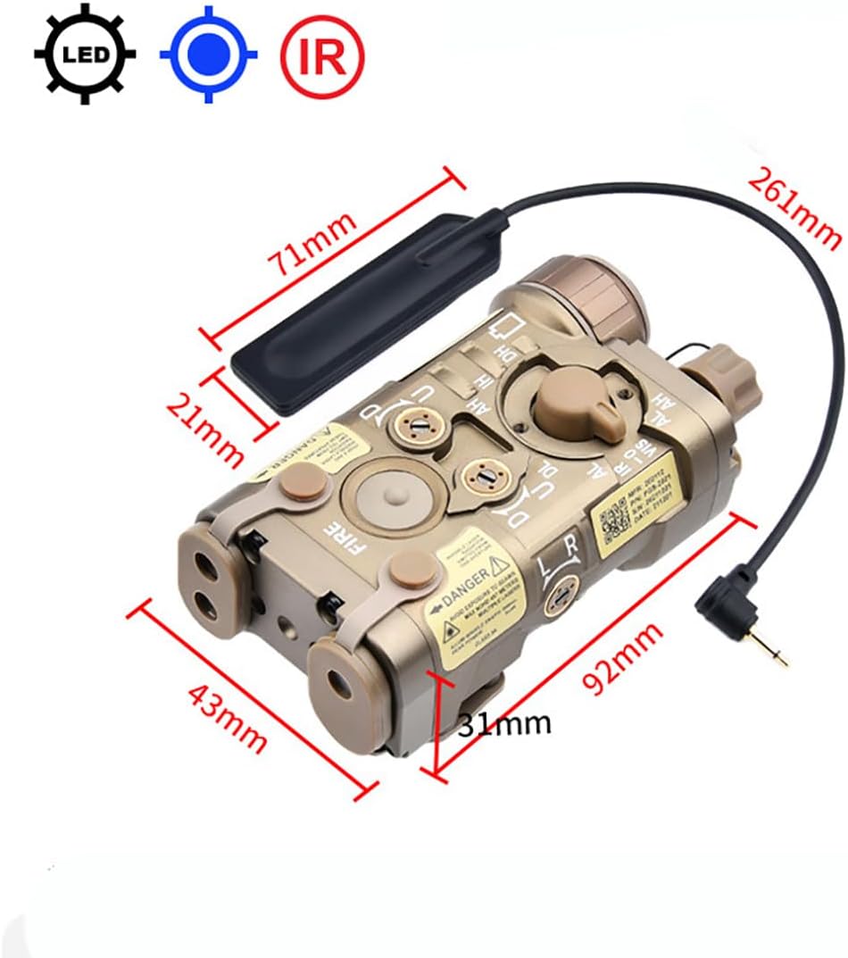 Red/Green/Blue Laser Sight + Strobe/Momentary/Constant Modes Whitelight LED 150 Lumens Flashlight with IR Laser，Metal L3-NAGL Box Laser Sights，with Pressure Switch，for 20mm Rail