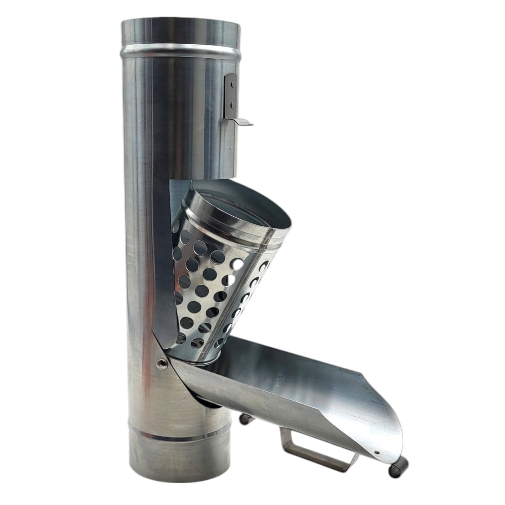 zbs24 Zink Regenwassersammler mit Laubkorb 80mm - Regenrohrklappe mit entnehmbaren Laubkorb, zum effizienten auffangen von Regenwasser, mit Muffe für einfache Verbindung mit dem Fallrohr