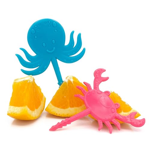Miniatura 3 de BapronBaby Sea Life Foodie Picks (paquete de 2 unidades, cangrejo y pulpo), utensilios para niños pequeños + preescolares, sin BPA, aptos para