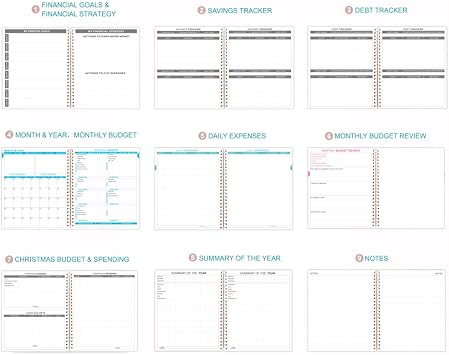 Budget Planner - Monthly Bill Organizer with Pockets. Expense Tracker Notebook, Budgeting Journal and Financial Planner Budget Book to Control Your Money, PP Cover, 21 x 24.5 cm, Teal Watercolor