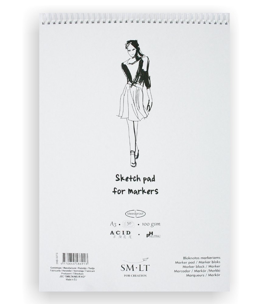 SM. LT 3MB 50ts Sketching Pad A3 Pad - White
