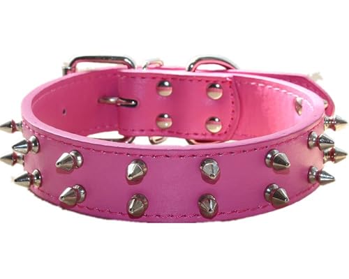 haoyueer Collar de cuero con tachuelas para perros medianos y grandes, Pitbull Bulldog Inglés Boxer Collar (S