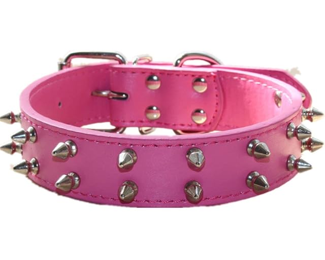 haoyueer Collar de cuero con tachuelas para perros medianos y grandes, Pitbull Bulldog Inglés Boxer Collar (S
