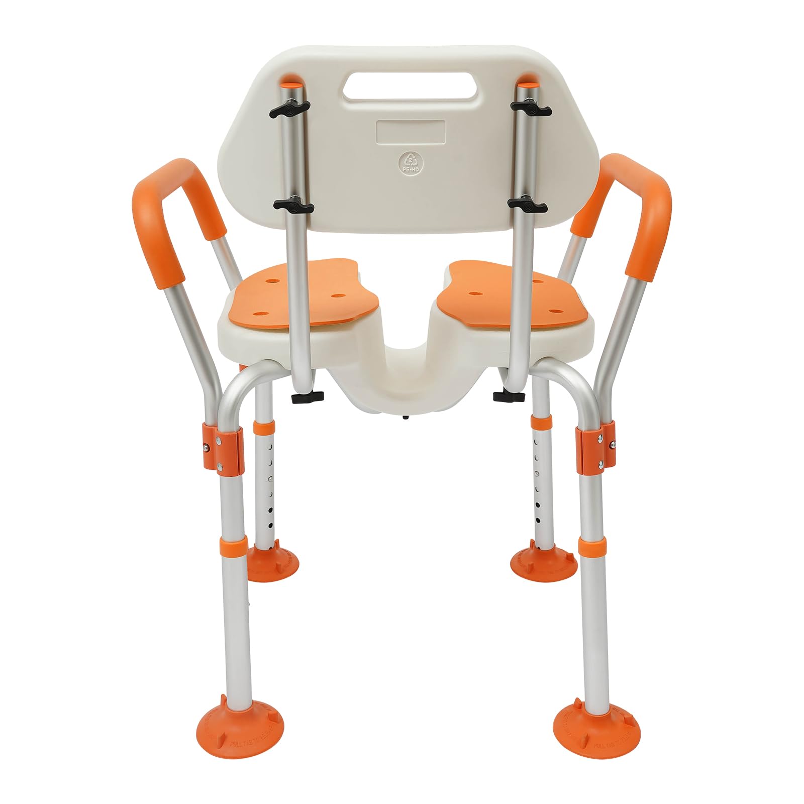 Silla de ducha para personas mayores, altura ajustable, asiento de ducha de 39 a 49 cm, asiento de ducha con reposabrazos y respaldo, resistente taburete de ducha con capacidad de carga de 125 kg