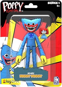 Poppy Playtime Poppy Playtime Scary Huggy Wuggy Action Figure 5 inch Poseable Figure, Series 1 Officially Licensed Product, Blue