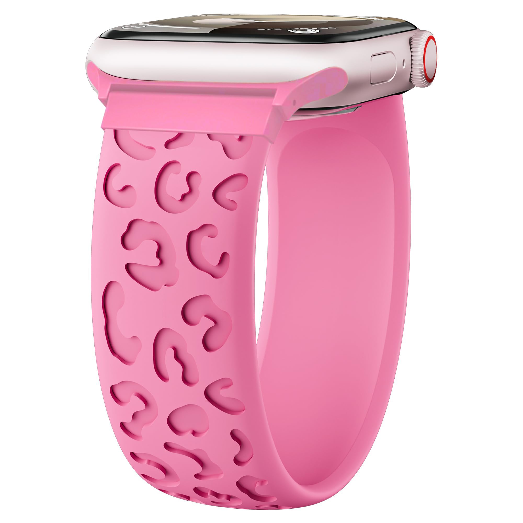 Silicone Solo Loop for Apple Watch Band 41mm 40mm 38mm 45mm 44mm 46mm 42mm Women/Men,Stretchy Engraved Sport Band Leopard Print Elastic Strap for