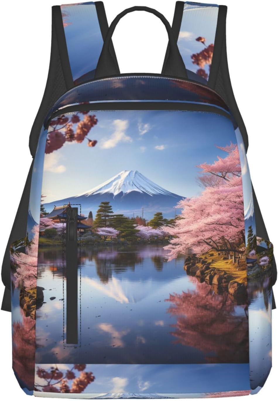 Mount Fuji Cherry Blossom Trees Travel Backpack for Men & Women 14 inch Laptop Backpack Waterproof Work Back Pack