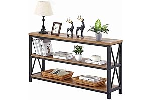 FATORRI Table for Under Window, 55 Inch Rustic Oak Console Table for Entryway