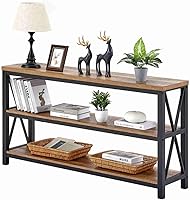 Vista 1 de FATORRI Console Table for Entryway, Wood Sofa Table, Rustic Hallway Tables with 3-Tier Shelves for Living Room, Foyer (55 Inch, Rustic Oak)