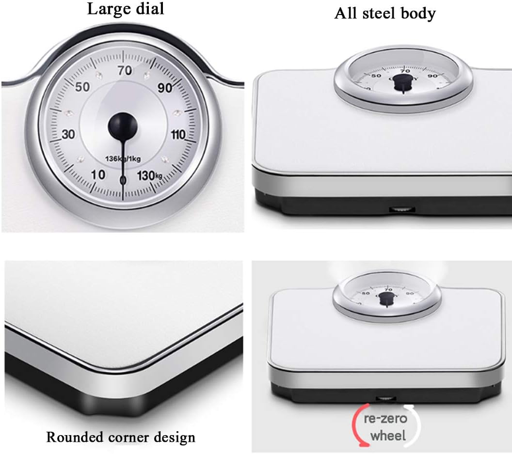 Body Weight Bathroom Scale - Manual Mechanical Analog Weighing Scale,Professional Extra-Large Dial Precision Scale,Capacity 136Kg,for Home Office