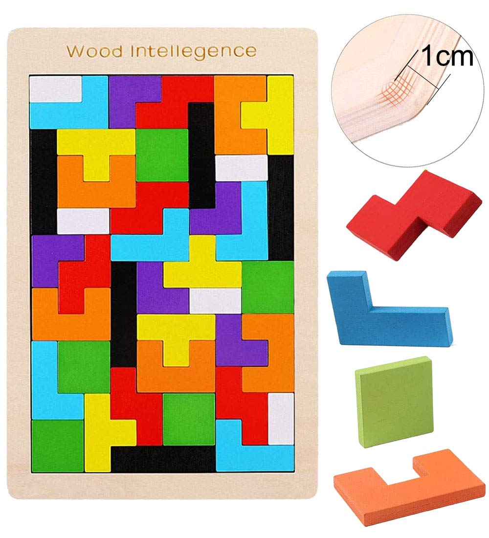 Wooden Tetris Puzzles Box Toys，montessori toys Brain Teasers Wooden Puzzle Block，Educational Puzzles Toys,Tangram Puzzles For Kids 3 4 5 6 Years Old
