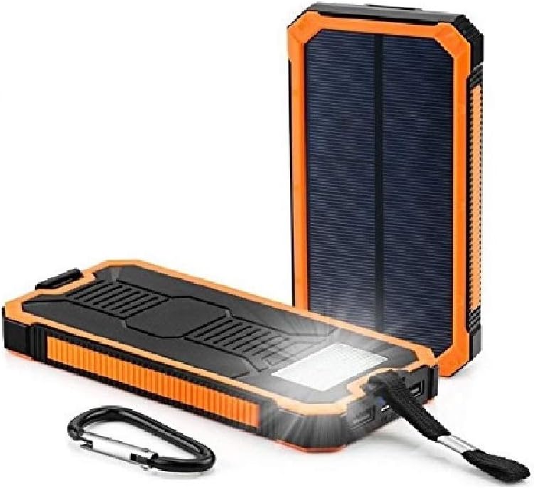 Solar Chargers 30,000mAh, Dualpow Portable Dual USB Solar Battery Charger External Battery Pack Phone Charger Power Bank with Flashlight for Smartphones Tablet Camera (Orange & Black)