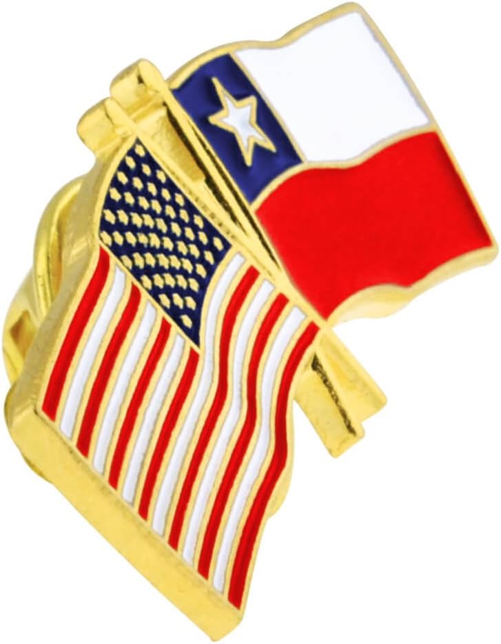 PinMart Crossed American Flag Lapel Pin - Gold Color Plated Enamel Pins image 2