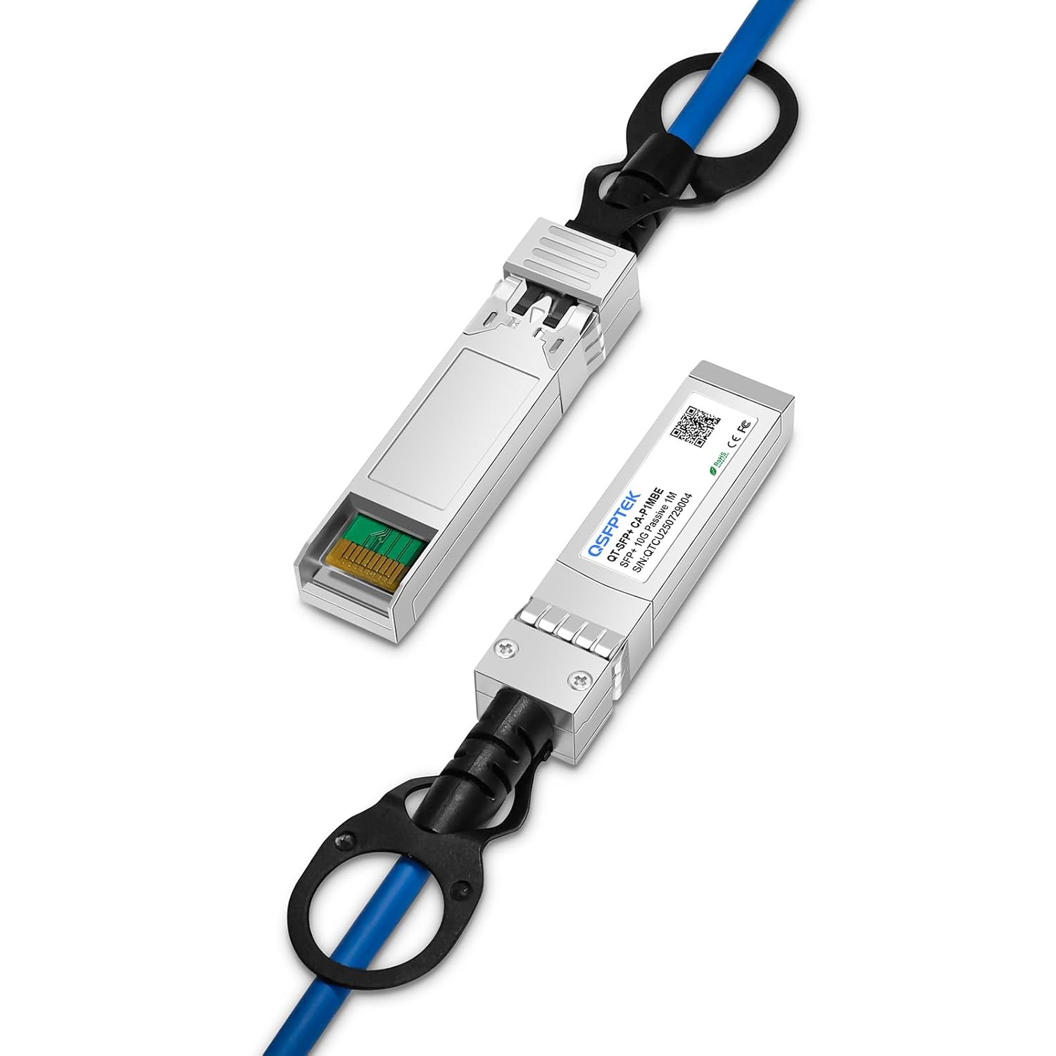 Blue 10G SFP+ DAC Cable, 1m (3ft) Passive Direct Attach Copper Twinax Cable for CO SFP-H10GB-CU1M, Ubiquiti, D-Link, Netgear, Mikrotik, Open Switch Devices