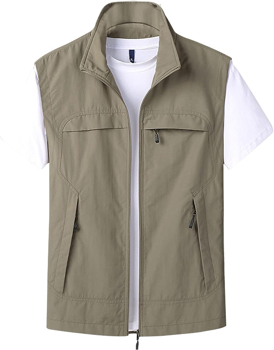 Gihuo Mens Vest Casual Lightweight Vests Summer Sleeveless Jackets for Travel Hiking Fishing
