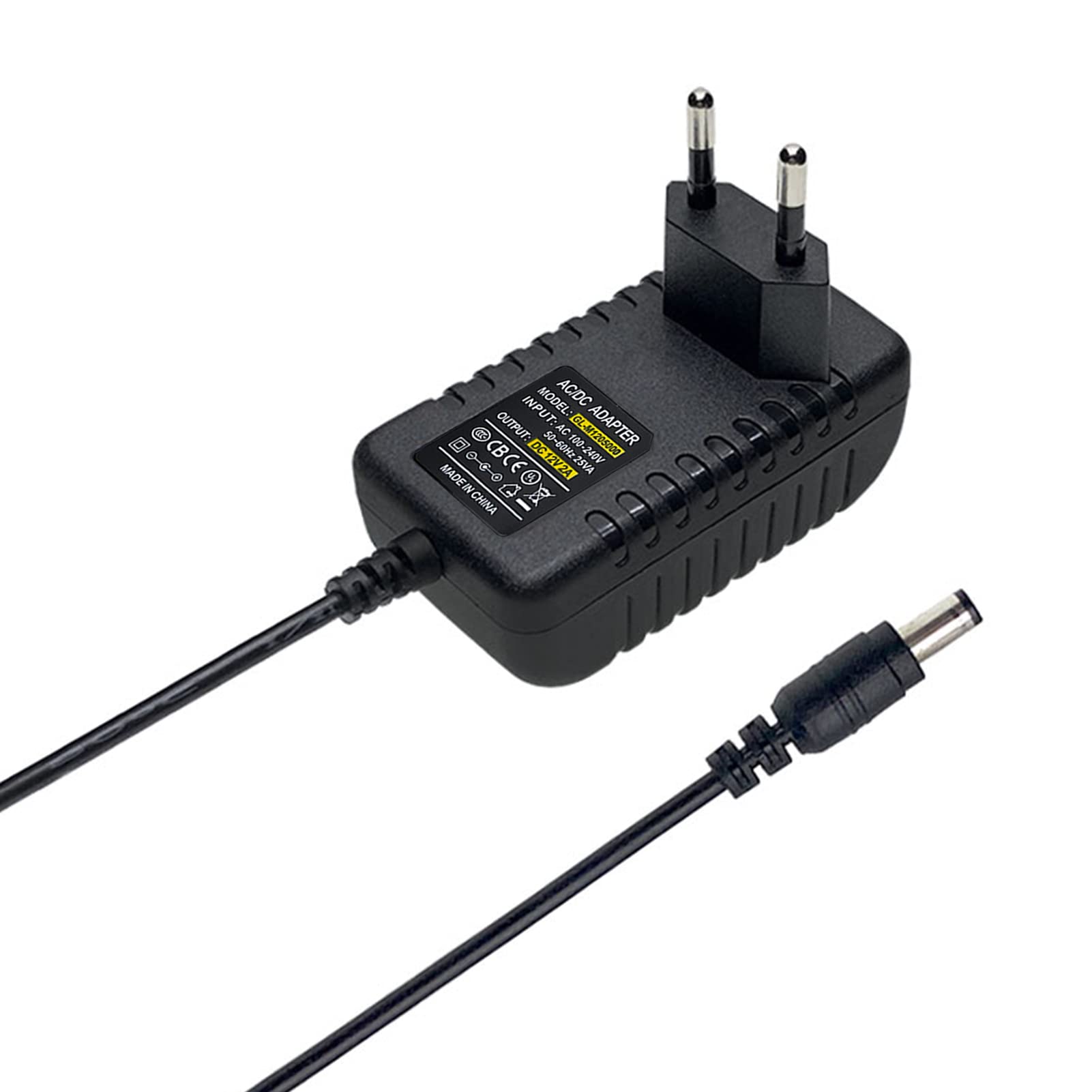 WiTi Alimentatore 12V 2A - Convertitore AC 100-240V 50-60hz a DC - Adattatore Con Cavo da 3 Metri Spina EU 5.5 mmx2.1mm