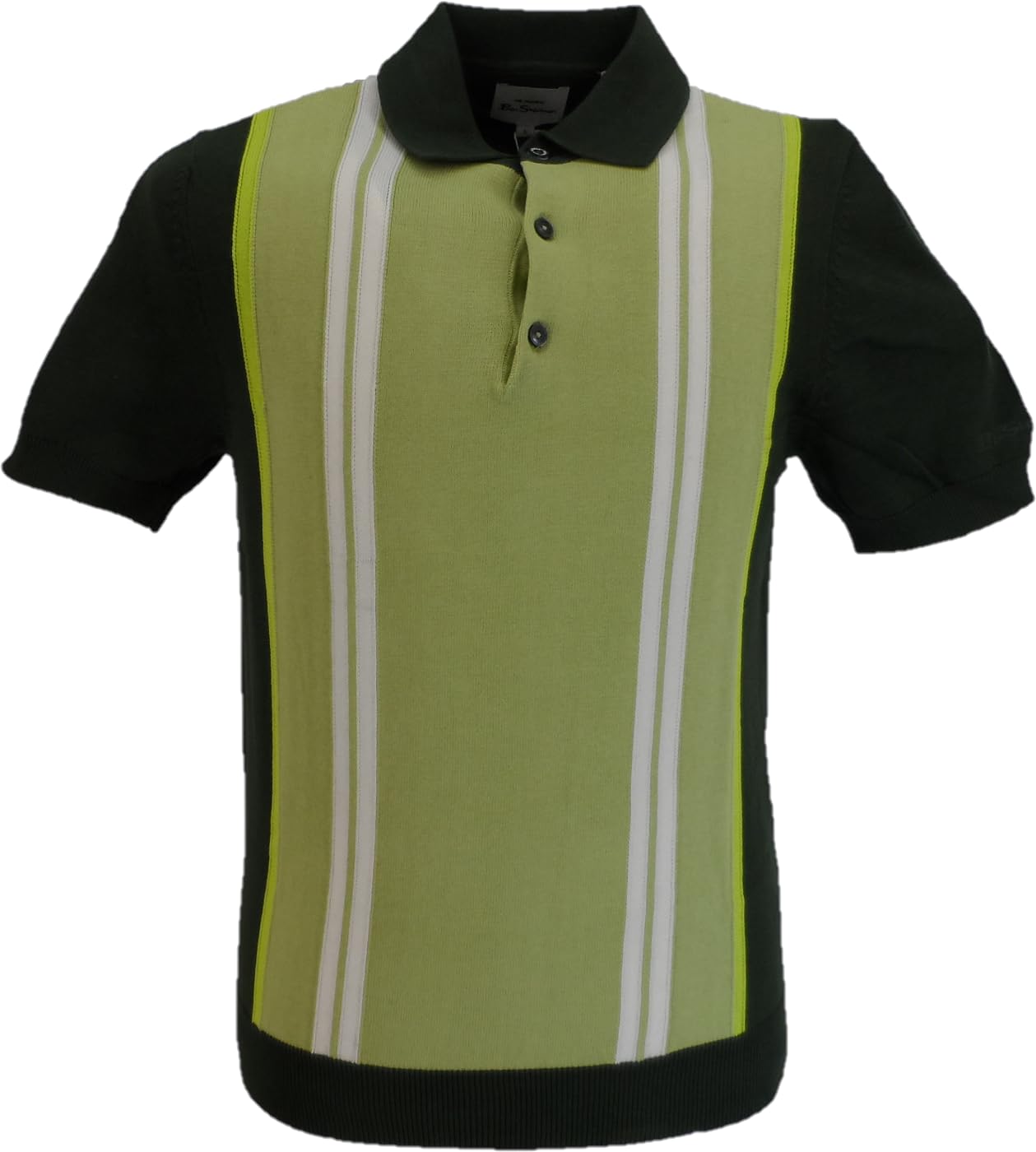 Ben Sherman Men's Camouflage Vertical Stipe Knit Polo Shirt (Uk, Alpha, L, Regular, Regular, )