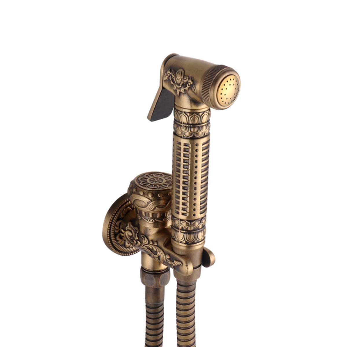 COFFEE CAT Toilet Spray Gun Bidet Sprayer, 1Pc Antique Style Golden Toilet Copper Bidets Spray Shower Head Gun Tap Pressurize Sprayer Set