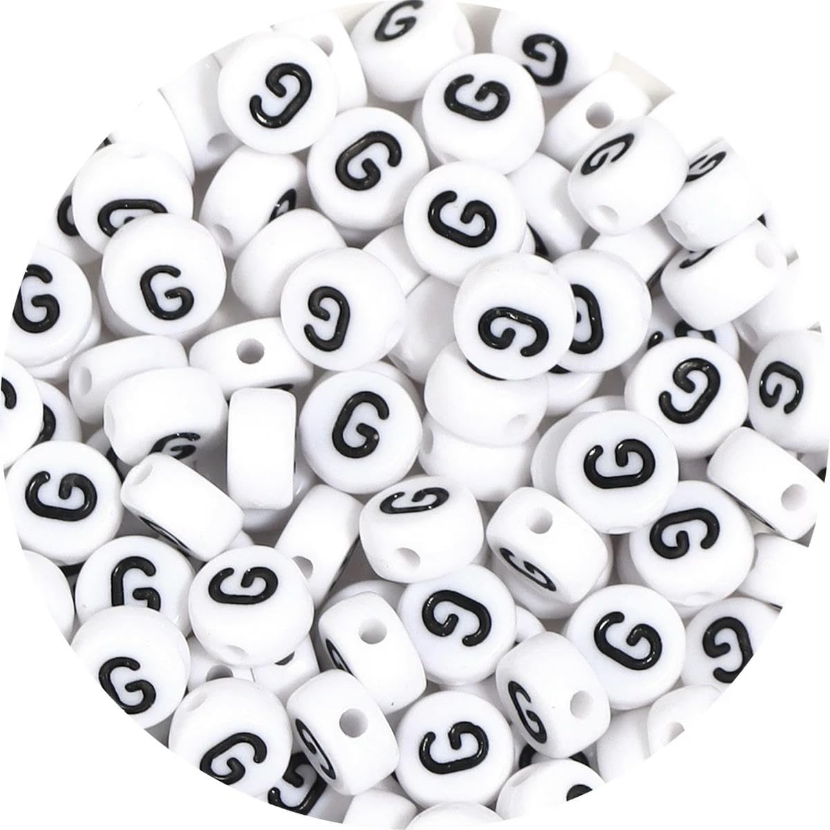 HUIOYG 100pcs/Lot Alphabet Beads Flat Round Letter Acrylic for Jewelry Making