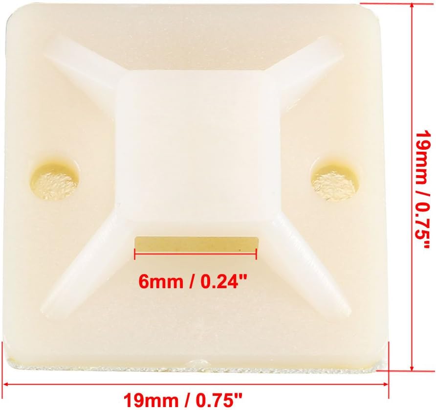 uxcell 60pcs Self Adhesive Cable Tie Mounts Wire Base Holders 19mm x 19mm Yellow