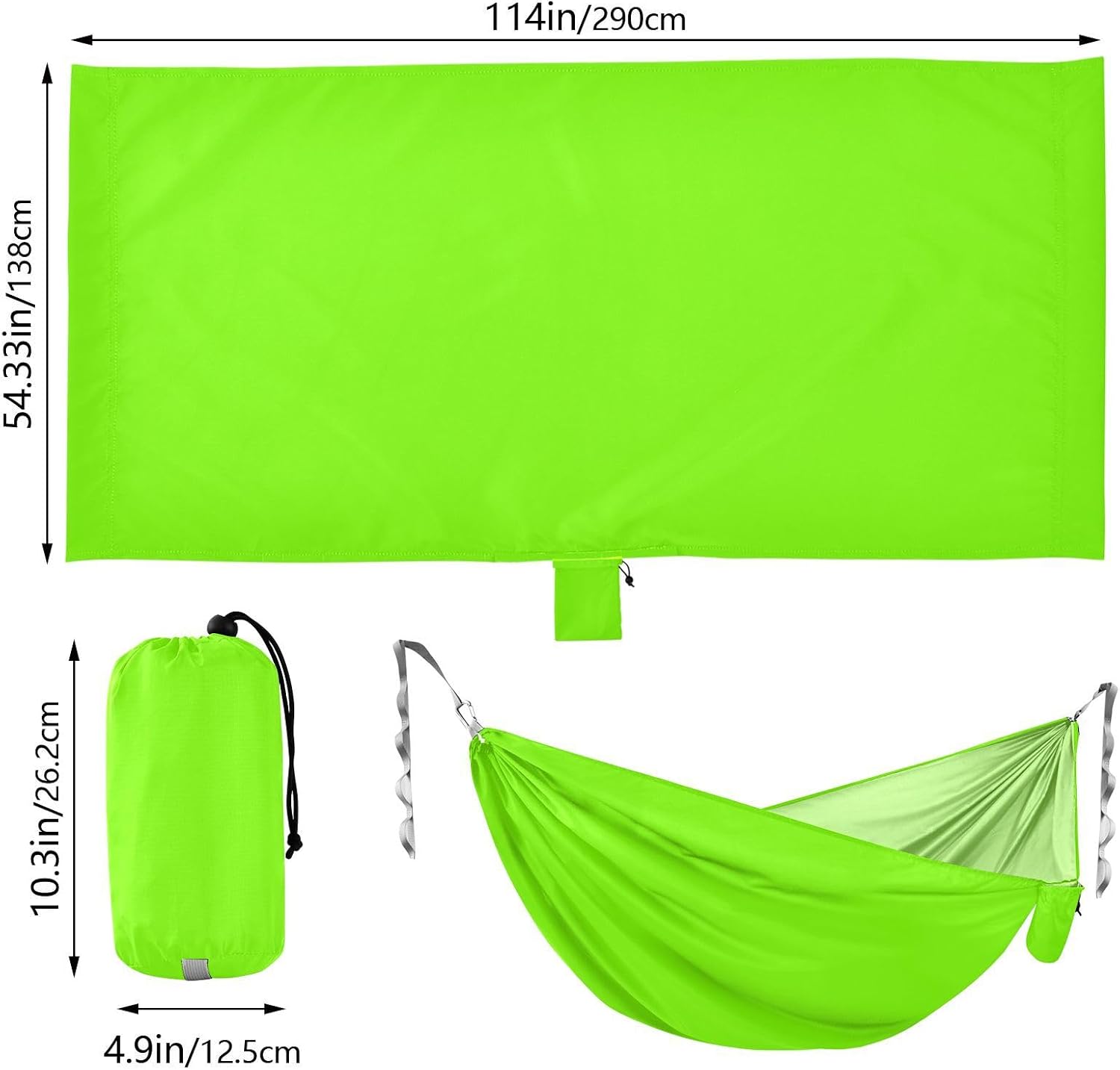 Lawn Green Chartreuse Solid Color Pure Plain Camping Hammock Indoor Hammock for Patio Backyard Lounge Base