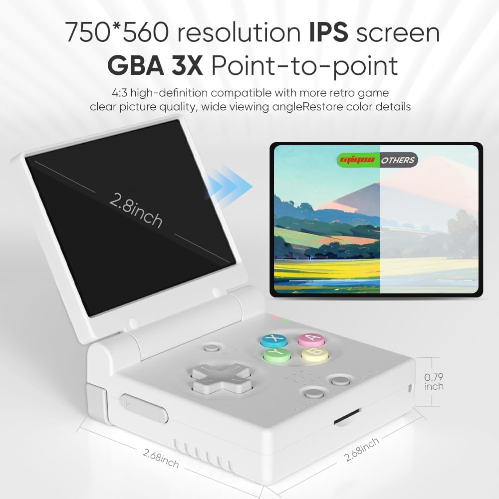 Miyoo Mini Flip Handheld Game Console, 2.8-Inch Screen, No Joystick, Compact Retro Console, Lightweight Design for Classic Games (Black, 0, GB)