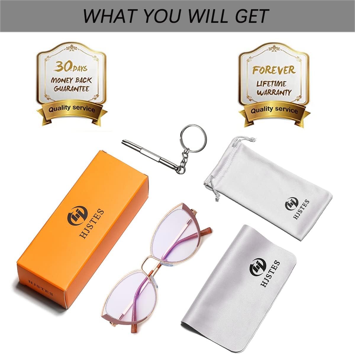 HJSTES Blue Light Blocking Glasses Women Trendy Cat Eye Metal Frame Computer Reading Eyewear(Rose Gold) image 7 of 7 B0B51KF8YN