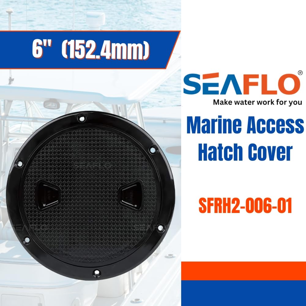SEAFLO Marine Circular Non-Slip Screw Out Deck Plate Inspection Access Hatch 4'/6'/8' White/Black/Tan