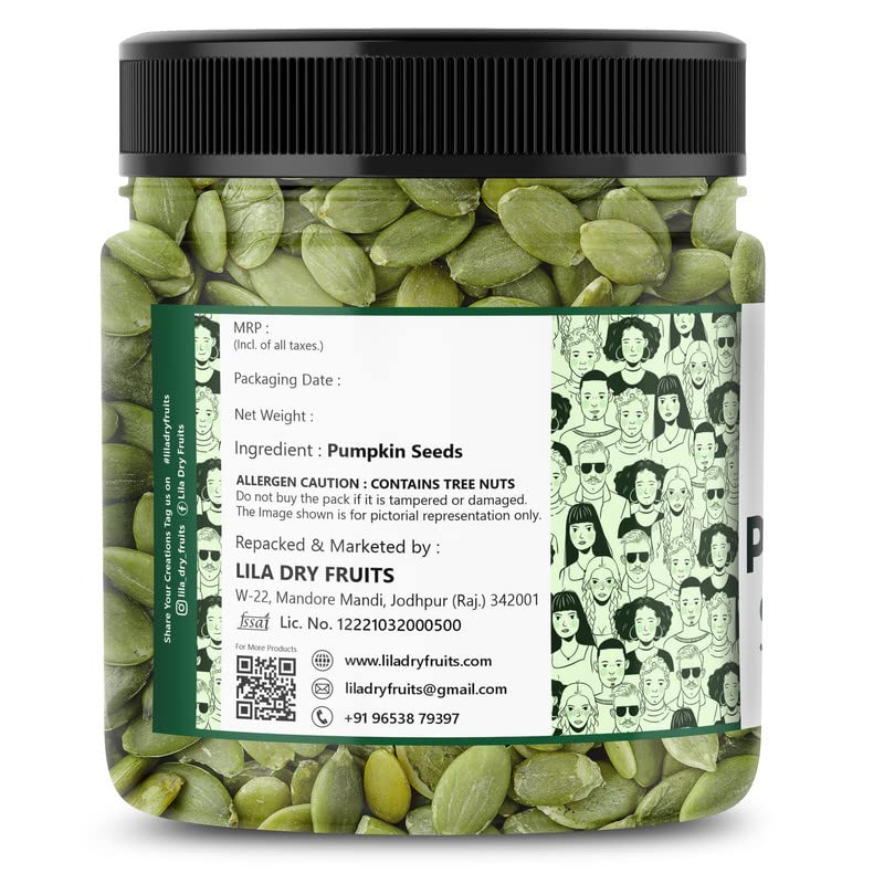 Image of LILA DRY FRUITS Pumpkin Seeds 100 Gms | 100% Natural, No Added Preservatives, Vegan & Gluten-Free, Healthy Seeds | Superfood for Snacking, Salads, and Baking | Perfect for Gifting