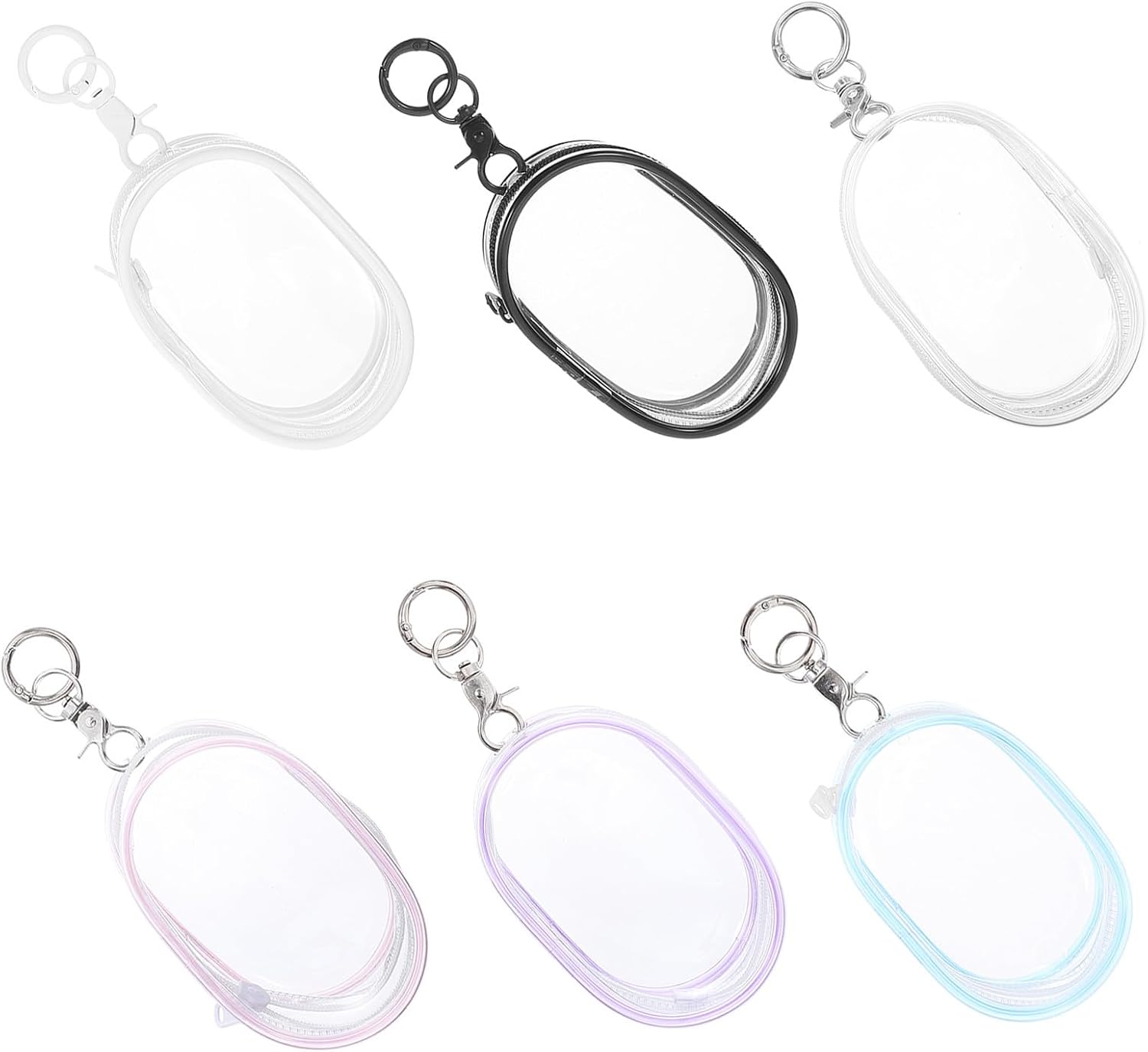 6pcs Figure Display Case with Keychain, PVC Mini Doll Pouch