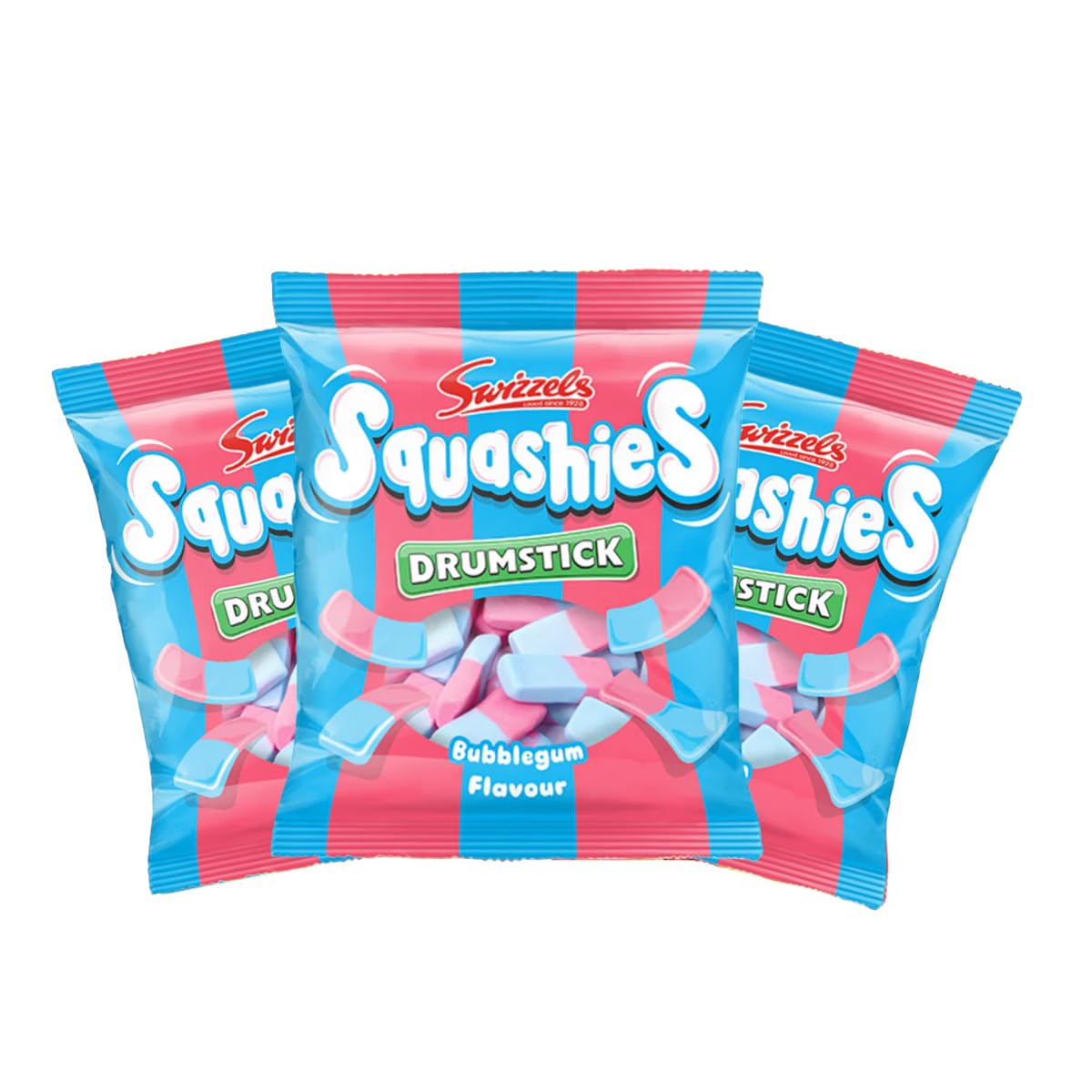 Squashies Drumstick Candy 3 Pack Bundle - Bubblegum Flavor Candies - 120g Each - Imported from the UK (Bubblegum)