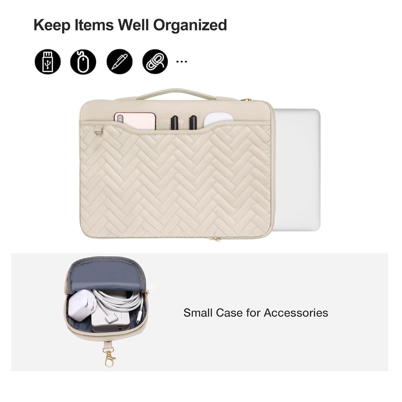 MOSISO Puffy Laptop-Hülle 13-14 Zoll – Gesteppte Tasche Mit Griff Für MacBook Air & Pro
