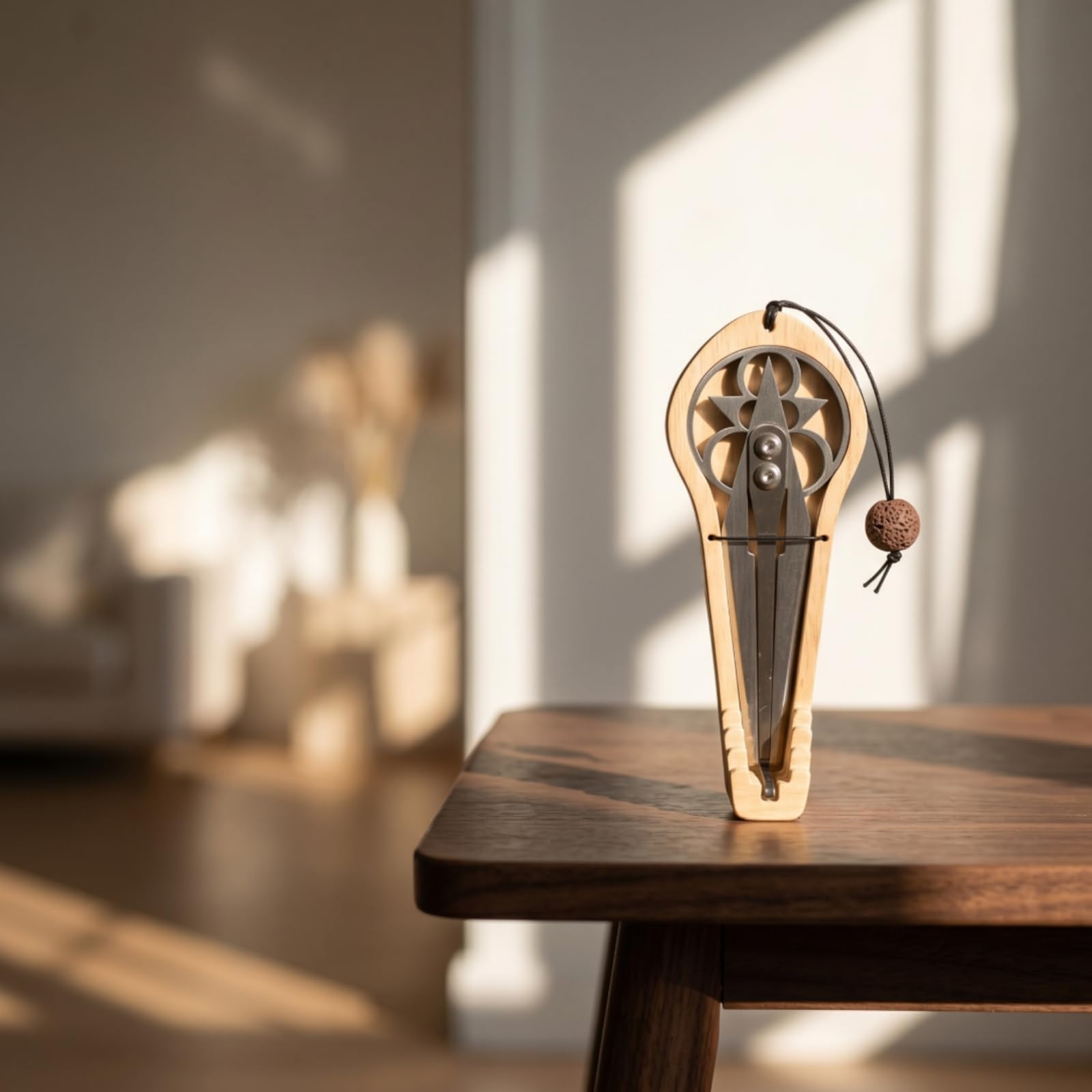 Musical Harp Arpa Bocca Scacciapensieri Guimbarda Arpa Mascella in Acciaio Lucido con Testa Lupo Scolpita E Scatola Legno Adatta per Meditazione, Lupo Ululante