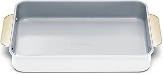 Non-Stick Ceramic 9”x13” Rectangle Pan - Naturally Slick Ceramic Coating - Non-Toxic, PTFE & PFOA Free - Perfect for Brownies, Lasagnas, and More - White