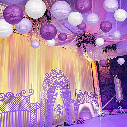 Image of Paper Lanterns Decorative, Party Supplies for Bachelorette Engagement Unicorn Birthday Party Decorations Purple /Lavender /White 15pcs