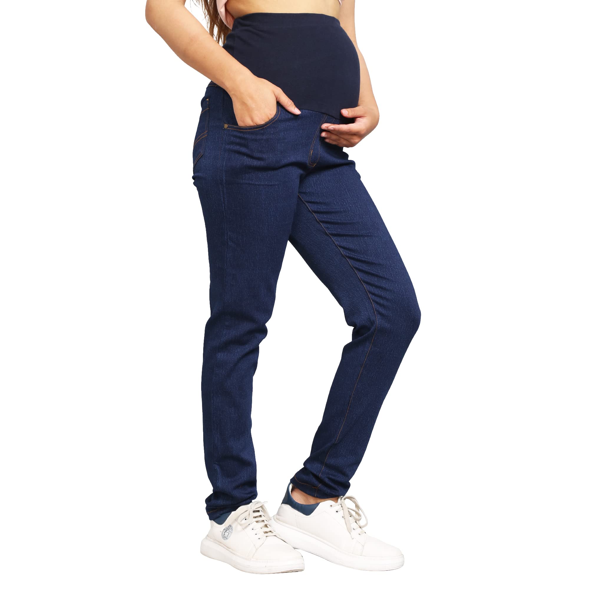 SillyBoom Maternity Denim Pants Leggings for Women - Pregnancy Pants Over-Belly Design and Elastic Waistband - Ideal Gift for Women and All Mums-to-Be (Maternity Denim Jeans - Pant)-image-35