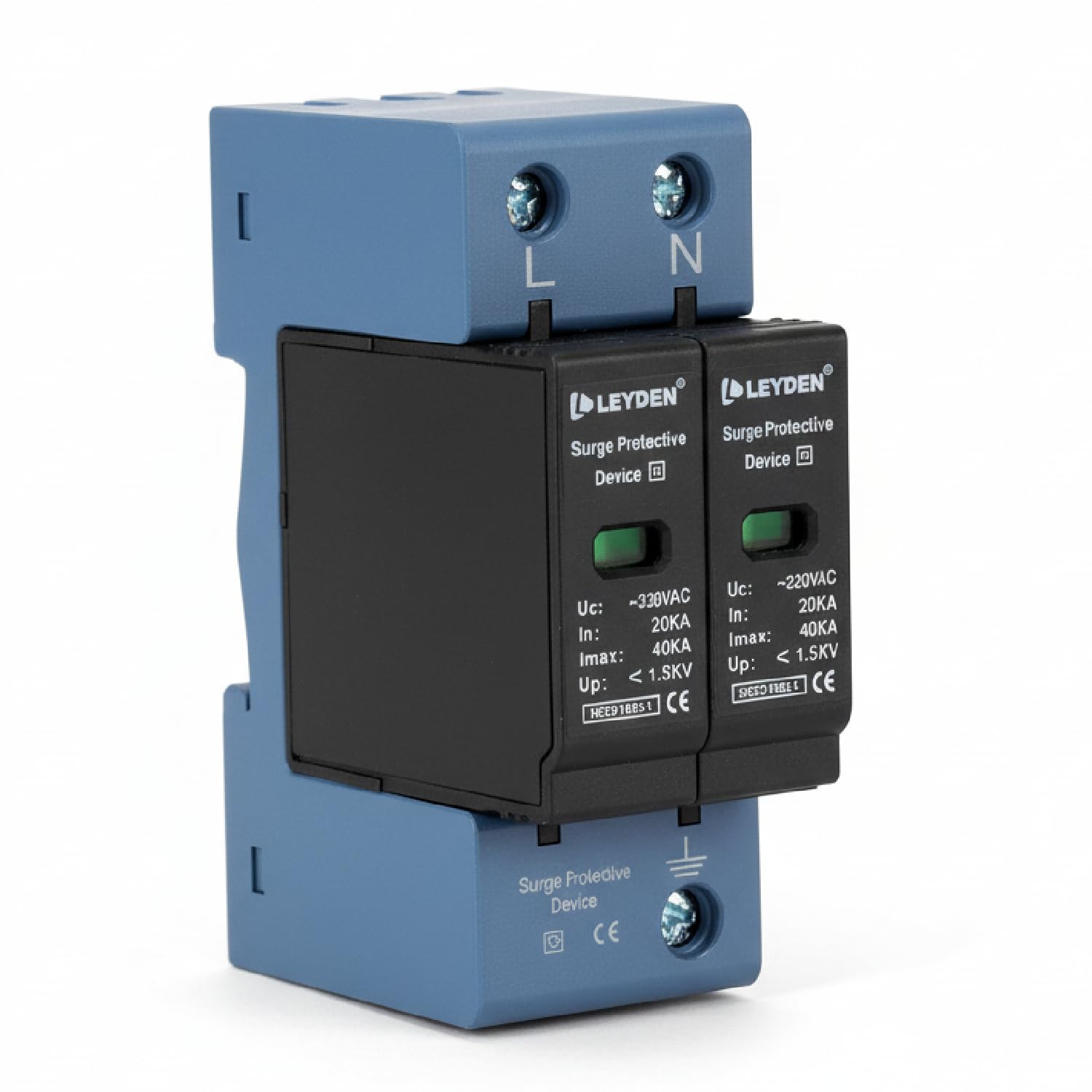 LEYDEN® SPDAC-2P AC Surge Protective Device (SPD) 320VAC | 20kA in, 40kA Imax | Up ≤ 1.5kV | DIN Rail Lightning Surge Protector for Distribution Boards-image-2