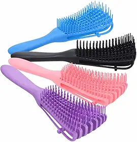 Escova Polvo Desembaraçadora para Cabelos Cacheados, 8 Pontas Flexíveis, Anti-quebra, Pente Polvo para Fácil Desembaraço