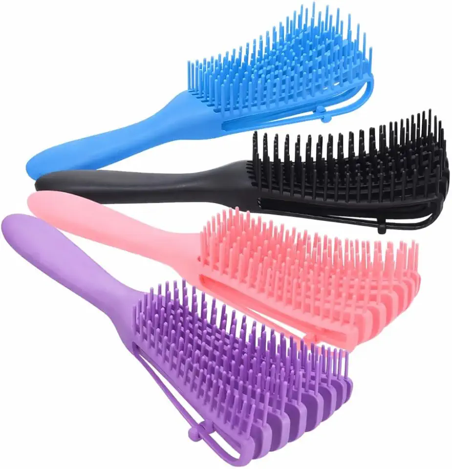 Escova Polvo Desembaraçadora para Cabelos Cacheados, 8 Pontas Flexíveis, Anti-quebra, Pente Polvo para Fácil Desembaraço
