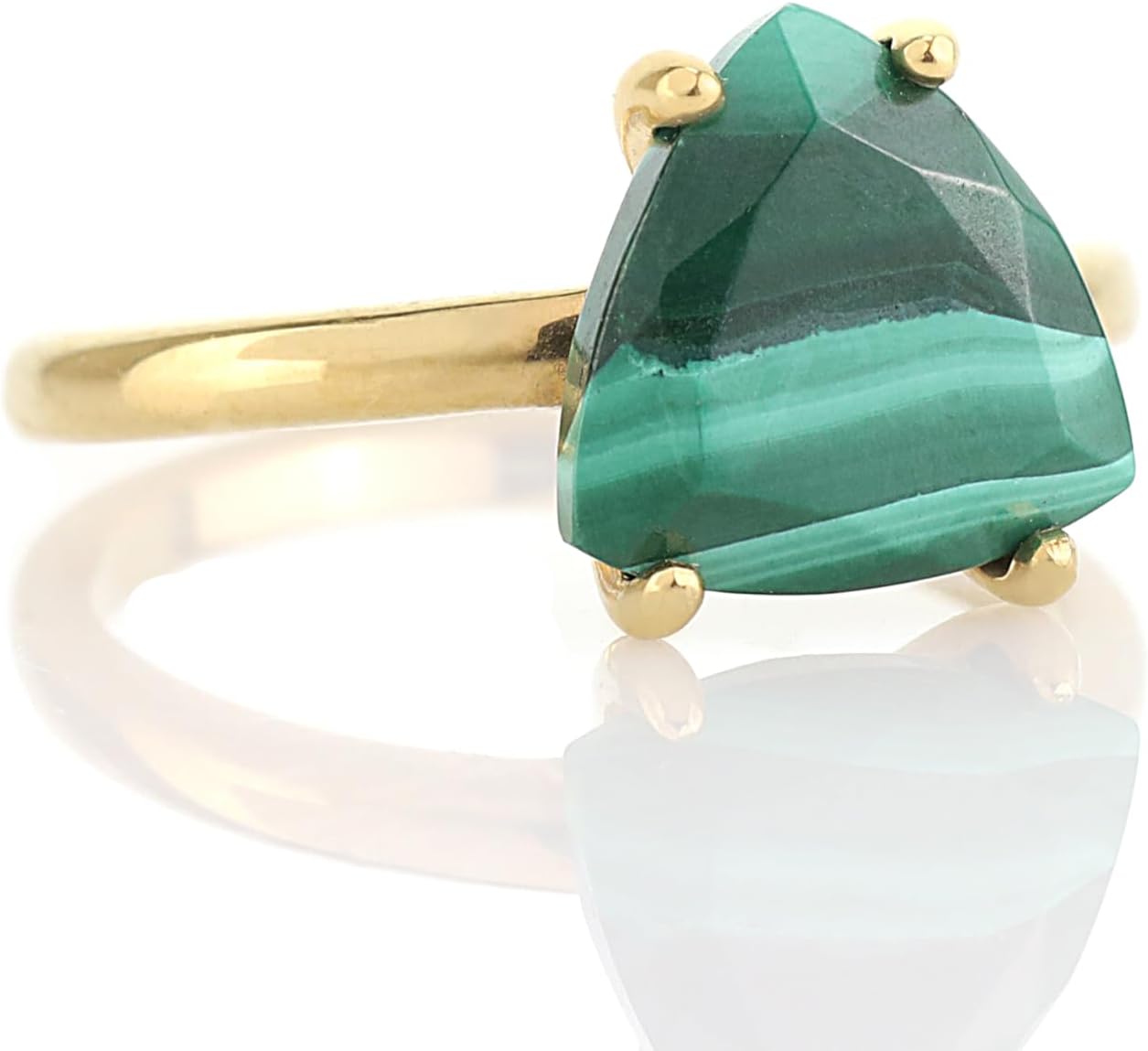 Trilliant Malachite Ring - Handmade Gemstone Jewelry - Signature Statement for Wedding, Engagement & Fashion - Customizable Material