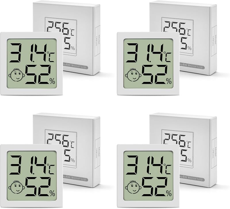 Indoor Digital Hygrometer, Mini Ambient Thermometer with Temperature and Humidity Monitor, Comfort Indicator, for Home, Office, Bedroom and Kitchen