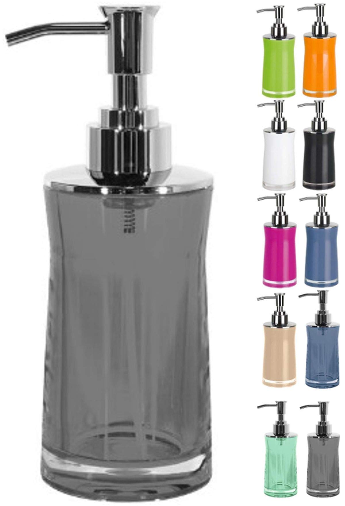SPIRELLA Sydney Collection Liquid Soap Dispenser, 18.5 x 7.0 x 7.0 cm, Acrylic, Grey