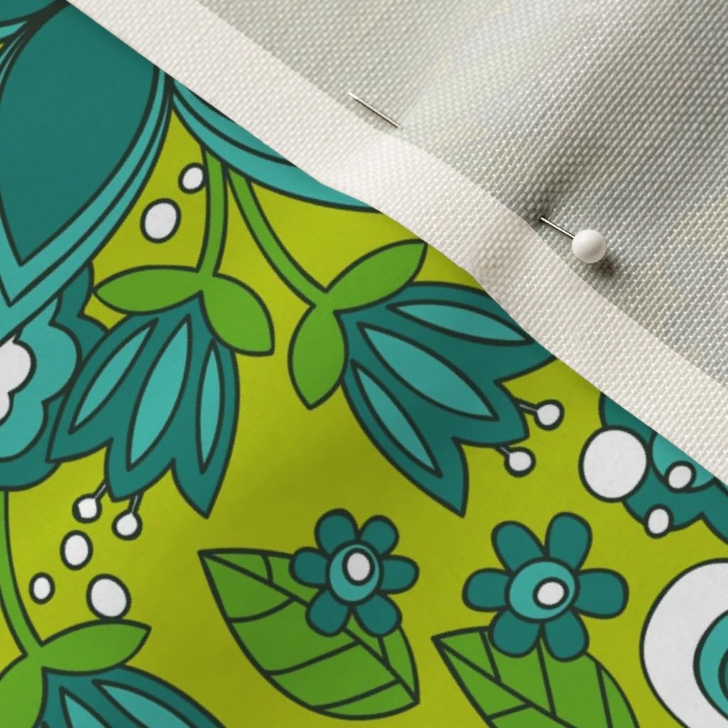 Spoonflower Fabric - Peace Love Flowers Floral Green 1960S Power Mod Retro Patrick Printed on Upholstery Velvet Fabric Fat Quarter - Upholstery Home Decor Bottomweight Apparel