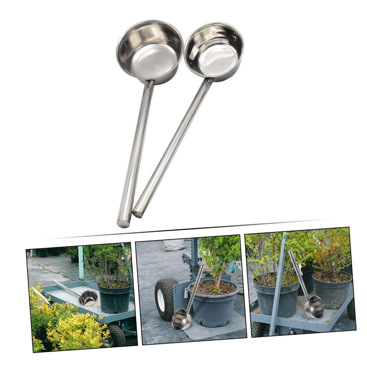 2 Stück Edelstahl Gießlöffel mit Langem Griff, Flachem Boden