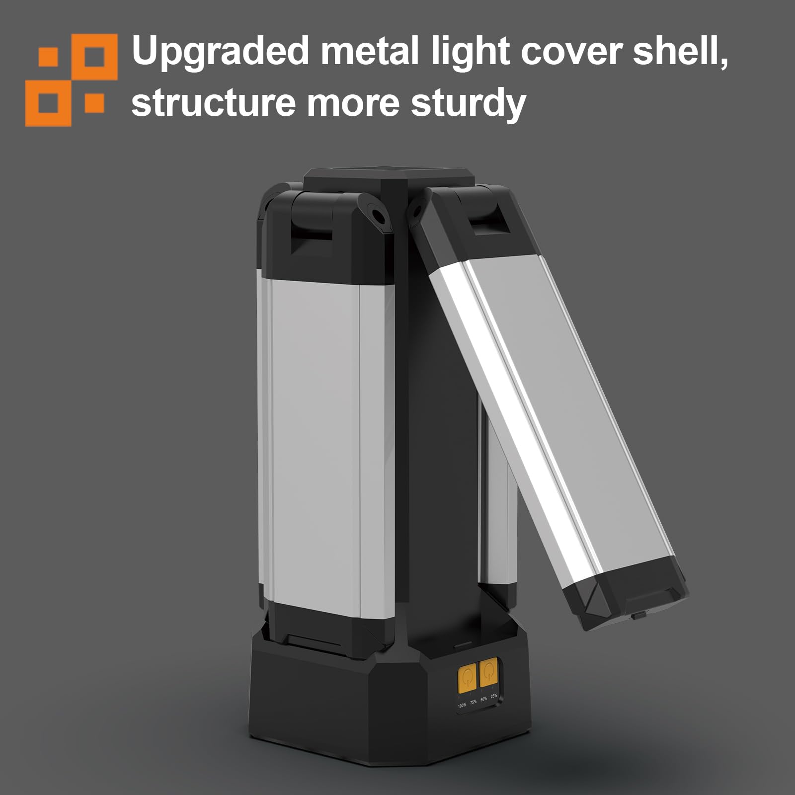 Lampe de Travail Rechargeable en Aluminium 13200 mAh Avec Trépied Pliable et Sac de Transport, 8000 Lumens à Intensité Variable Projecteur de Chantier (Avec télécommande)