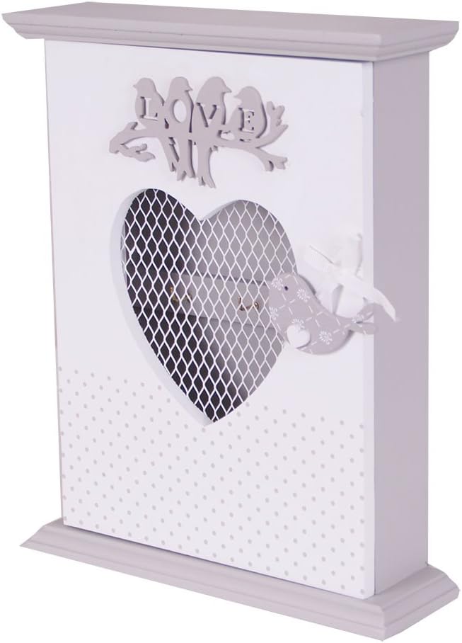 Charming House Design Shabby Chic Wooden Key Box KEYS Holder Storage Hooks Wall Mounted Bird